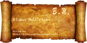 Blaho Márton névjegykártya